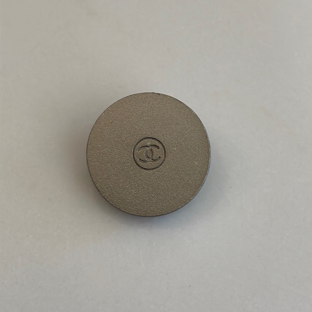 Chanel Silver Metal CC Logo Round Shank Button